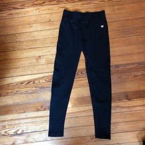 High waited Black leggings with robbing on side